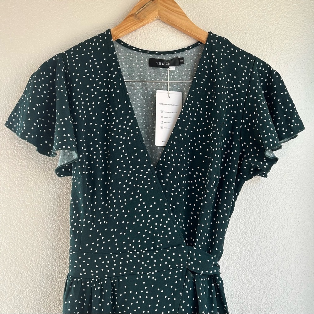 Zesica | Polka Dot High Low Wrap Dress - Picture 5 of 7